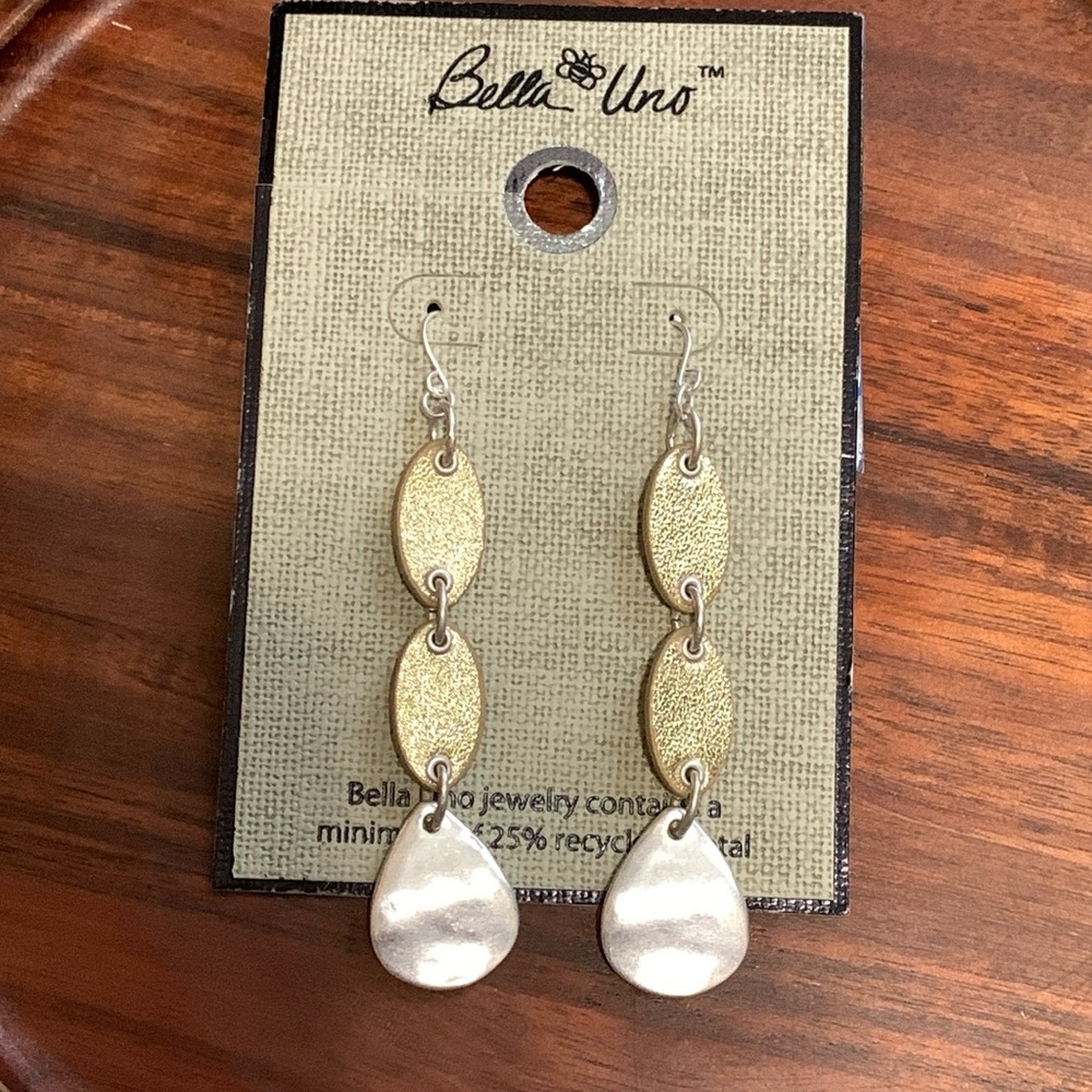 NWT Bella Uno two tone earrings